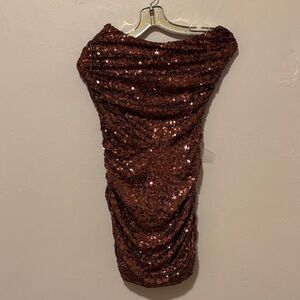 AKIRA Sequin Dress in Copper